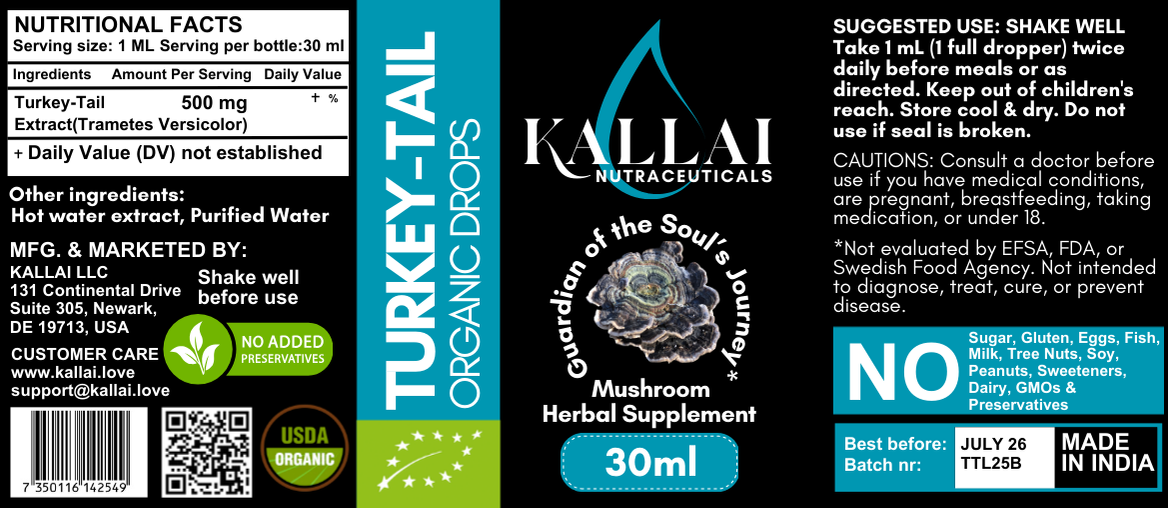 TURKEY-TAIL EKOLOGISKA DROPPAR, 30ML (30 doser)