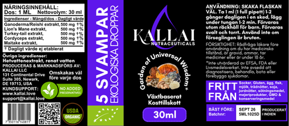 5 SVAMPAR EKOLOGISKA DROPPAR, 30ml (30 doser)