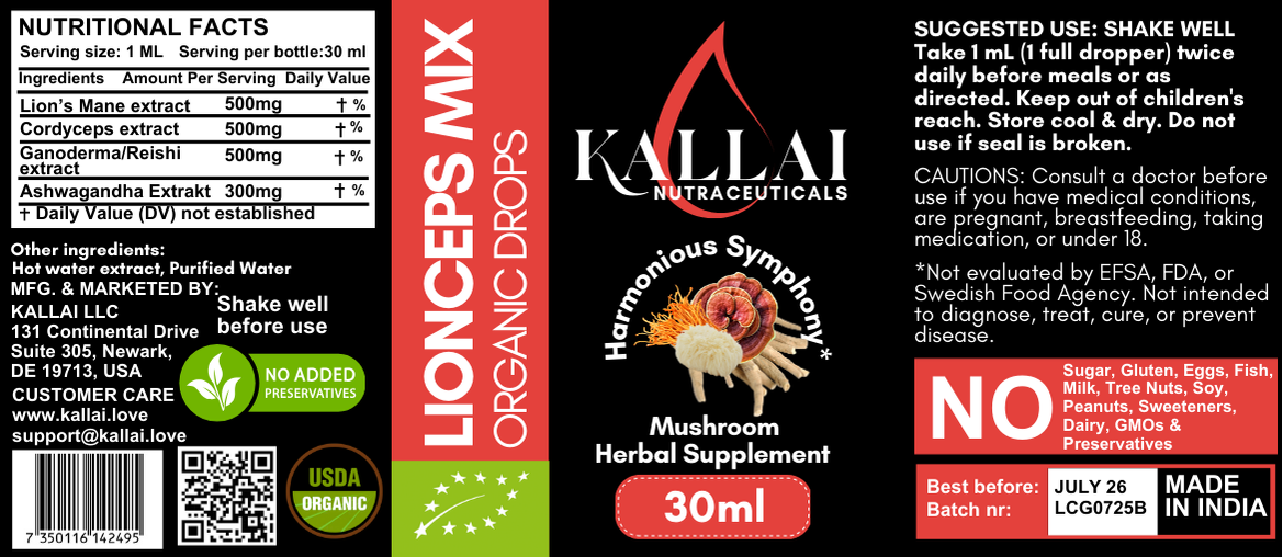 LIONCEPS MIX EKOLOGISKA DROPPAR, 30ML (30 doser)