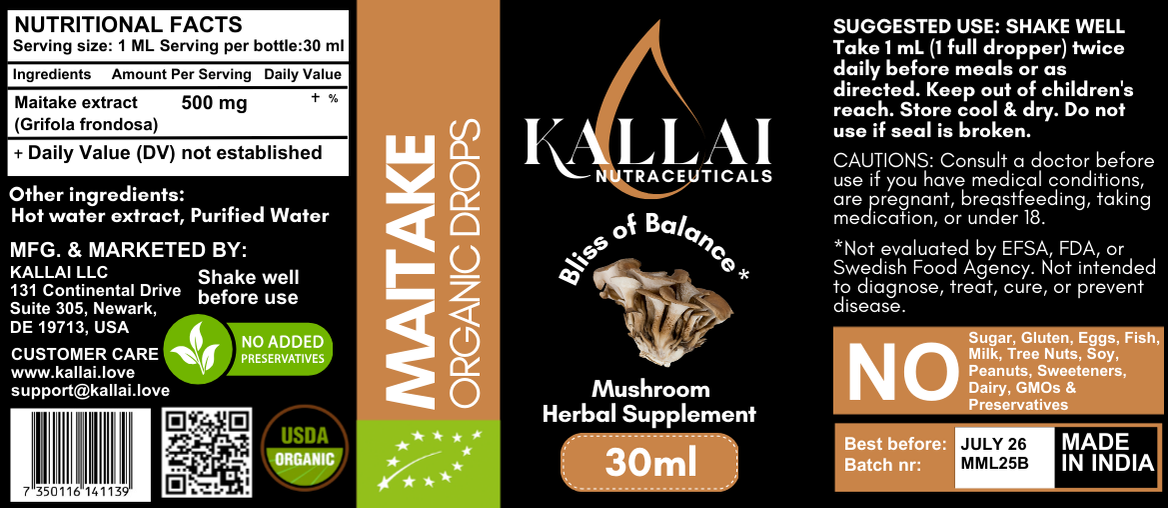 MAITAKE EKOLOGISKA DROPPAR, 30ml (30 Doser)