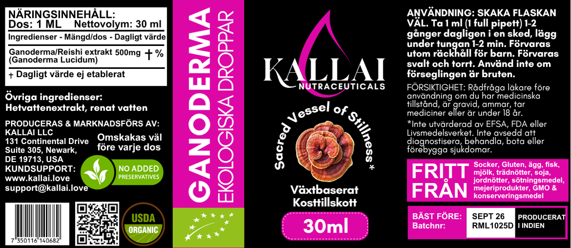 GANODERMA EKOLOGISKA DROPPAR, 30ml (30 doser)