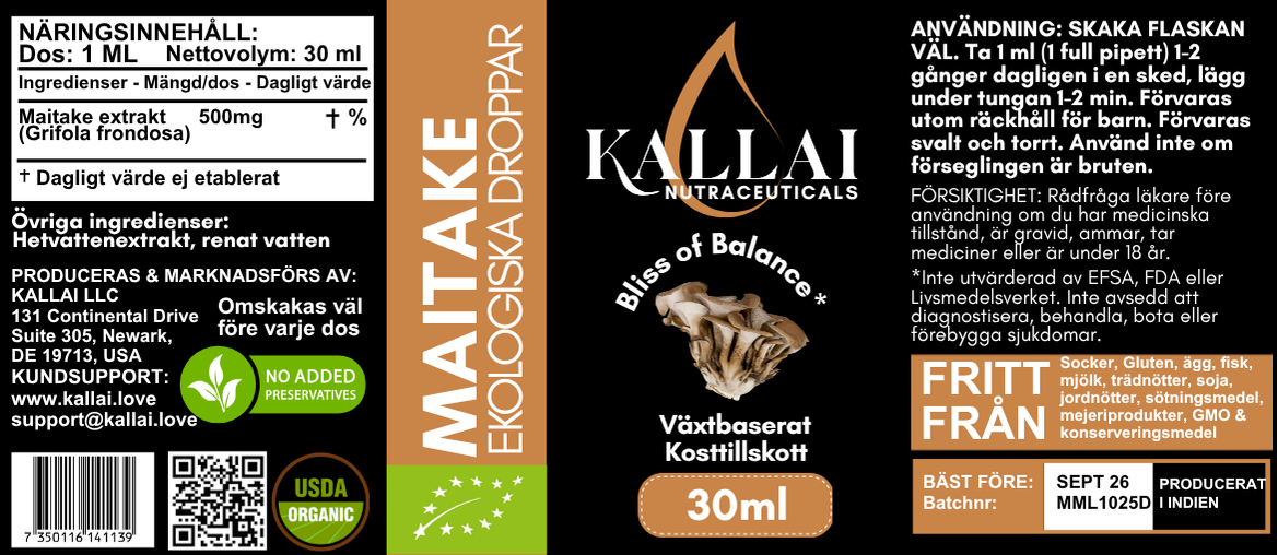 MAITAKE EKOLOGISKA DROPPAR, 30ml (30 Doser)