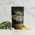 Kakaosmör med blad och smörbitar