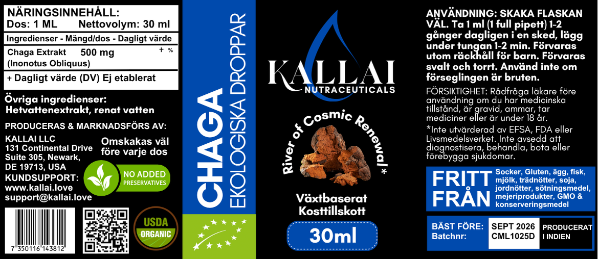 CHAGA EKOLOGISKA DROPPAR, 30ML (30 doser)